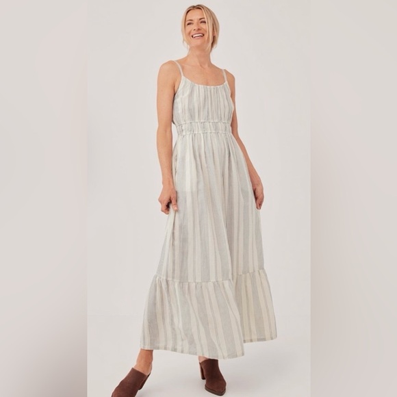 Pact Coastal Cami Soft Striped Maxi Dress Size X-large - Picture 2 of 15